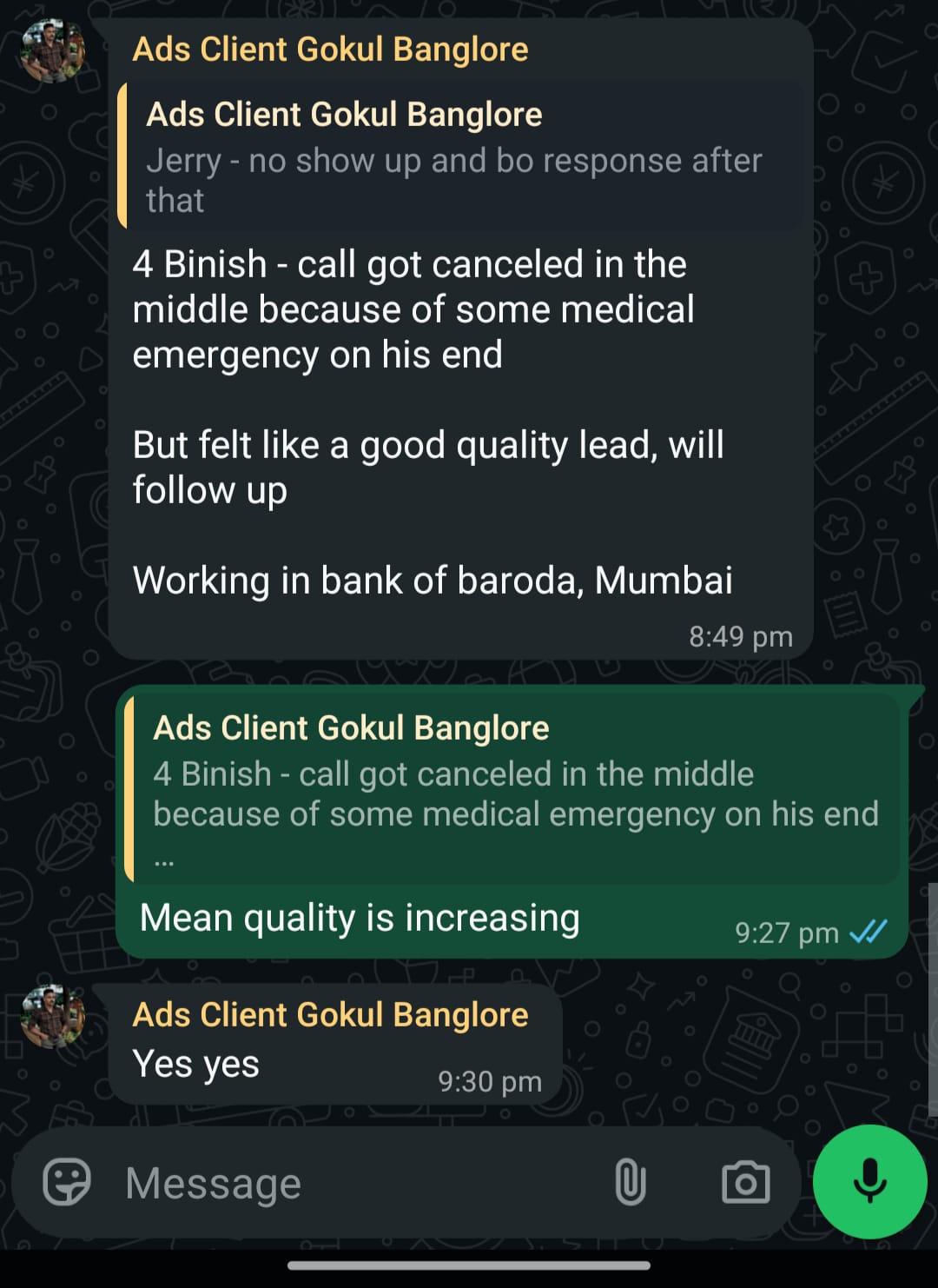 Gokul — Lead quality increasing